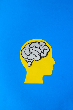 Paper Cutout of a Brain Inside a Head Silhouette