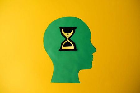 Head with Hourglass. Time Conceptの写真素材