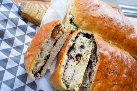 Sliced Homemade Poppy Seed Roll and Sweet Bread