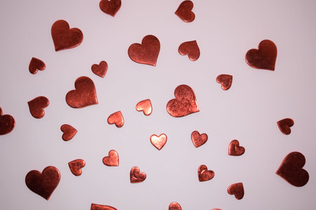 Valentine's day background. Red hearts on white background.
