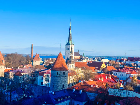 Old town of Tallinn, Estonia. Beautiful cityscape of Tallinn.の写真素材