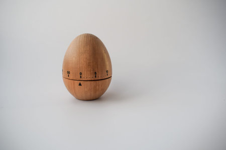 Wooden egg isolated on white background.の写真素材