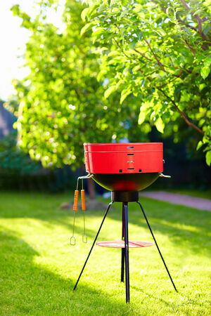 barbecue grill on backyard partyの写真素材