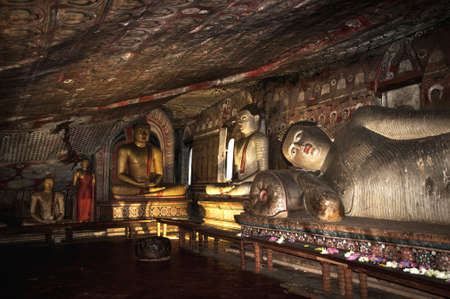 The golden temple of Dambulla is world heritage. 153 Buddha statues. Sri Lankaのeditorial素材