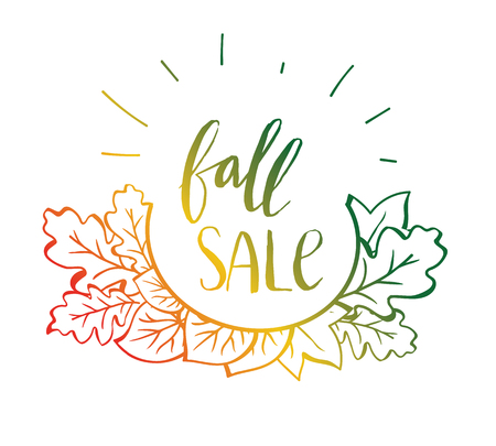 Vector sale poster. Autumn lettering. Vector illustrationのイラスト素材