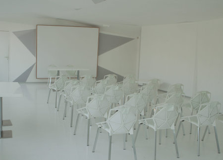 Modern conference hall in white and gray colorsの写真素材