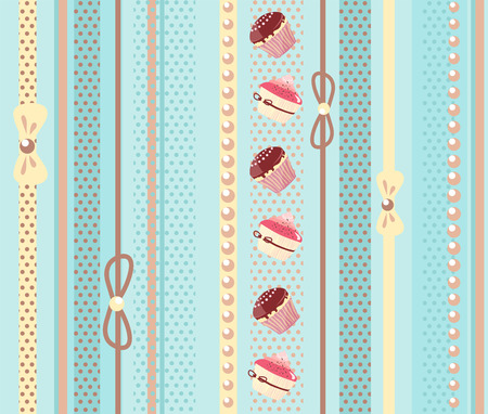 Sweet cake seamless background with vertical stripes. Vectorのイラスト素材