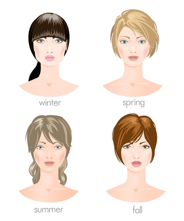 Four woman faces with different appearance.のイラスト素材