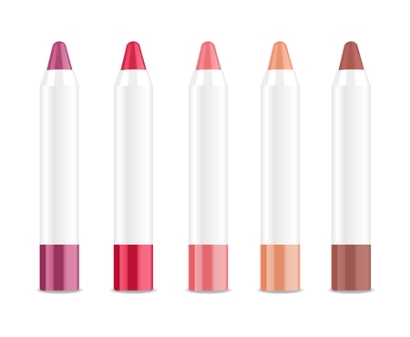 Set of colored lip sticks isolated on white. Vector illustrationのイラスト素材
