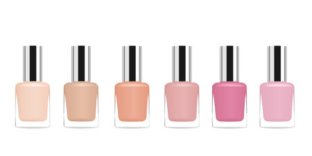 Set of glass nail polish tubes. Vector illustrationのイラスト素材