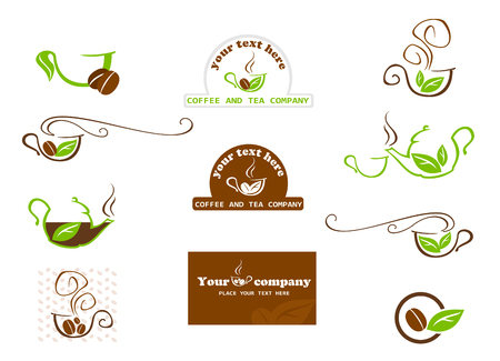 Coffee and tea labels. Flat design. Vector illustrationのイラスト素材