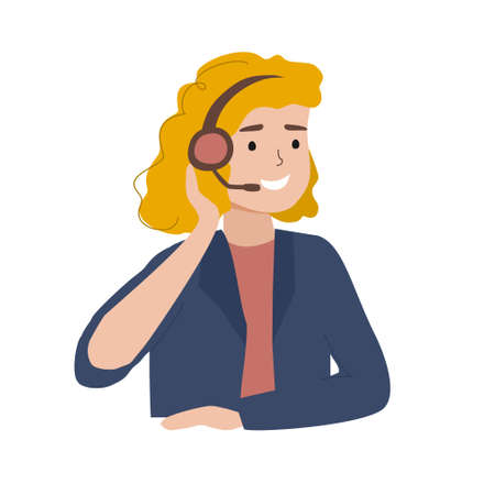 Call center service worker isolated on white.のイラスト素材