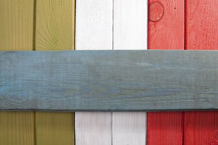 Stylized Italian flag.Studio photography on a colored wooden background.の写真素材