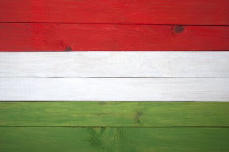Flag of Hungary of colored boards.Studio photography. Boards painted with acrylic paint.の写真素材