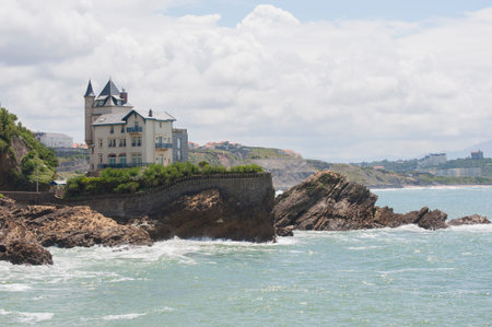 FRANCE, BIARRITZ - August 2, 2014: Villa Belza on the Atlantic coast.のeditorial素材