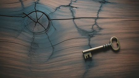 Aged wooden surface, brown and blue backgroundの素材