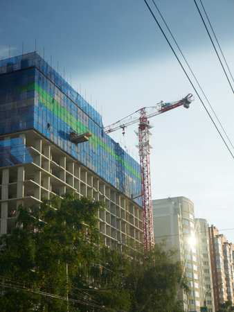 Construction Crane and City Building