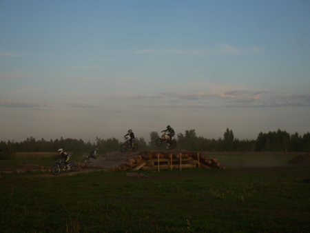 Motocross Race: Action and Dustの写真素材