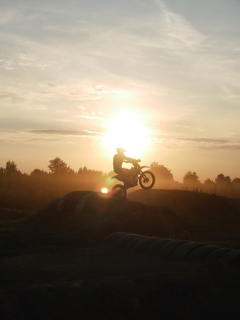 Enduro Jump at Sunriseの写真素材