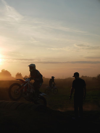 Enduro Jump at Sunriseの写真素材