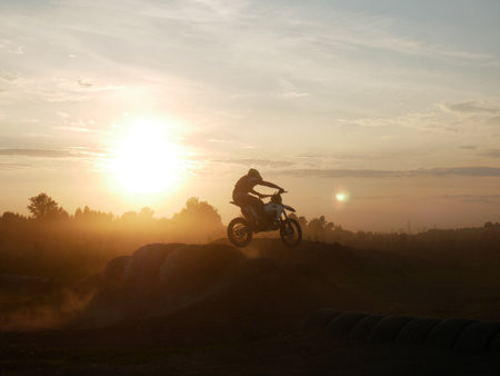 Enduro Jump at Sunriseの写真素材