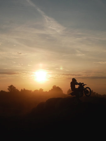 Enduro Jump at Sunriseの写真素材