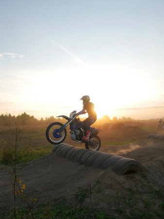 Enduro Jump at Sunriseの写真素材