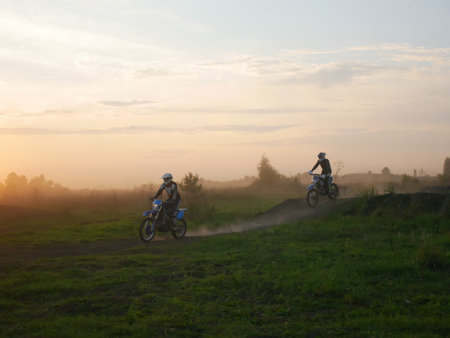 Enduro Jump at Sunriseの写真素材