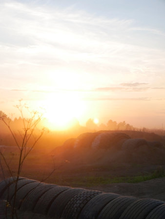 Motocross Track at Sunsetの写真素材