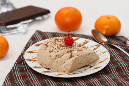 chocolate and orange semifredo ice cream in portion optionの写真素材
