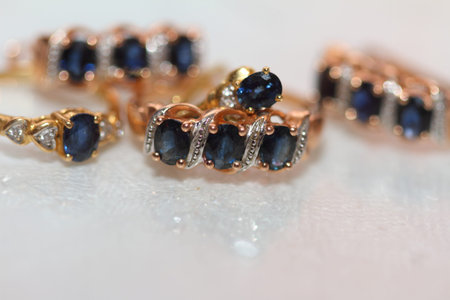 indistinct image of sapphires and their reflectionの写真素材