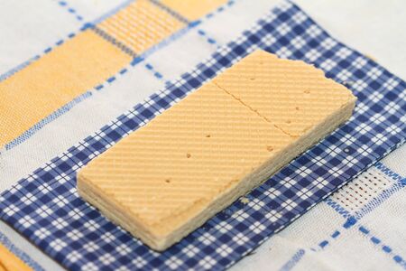 wafer and napkin in a section on a cloth in a sectionの写真素材