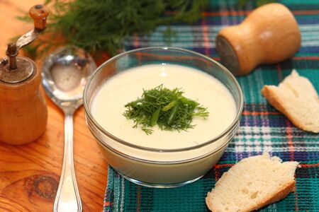 potato cream soup of French cuisineの写真素材