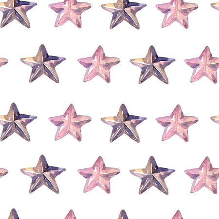 Watercolor hand painted pattern with pink stars. High quality illustrationの写真素材