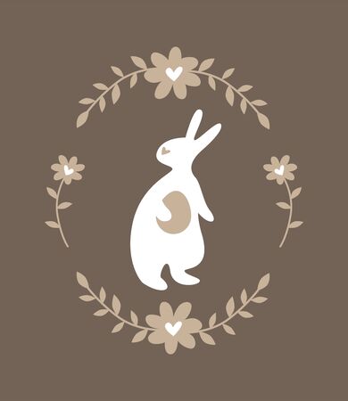Silhouette of an easter bunny on brown backgroundのイラスト素材