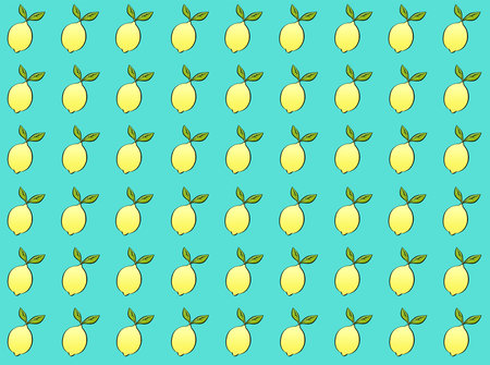 Seamless pattern with lemon on blue background