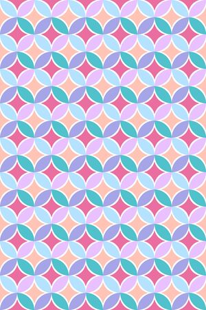 Seamless colofull pattern of leaves and rhombusesの写真素材