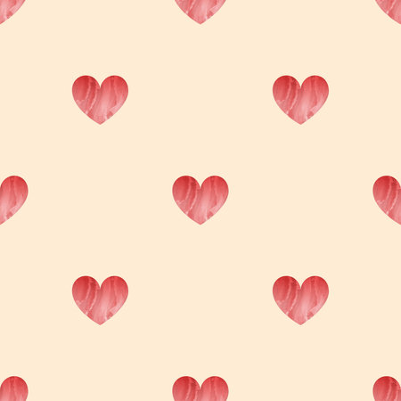 Seamless pattern with watercolor hearts on background
