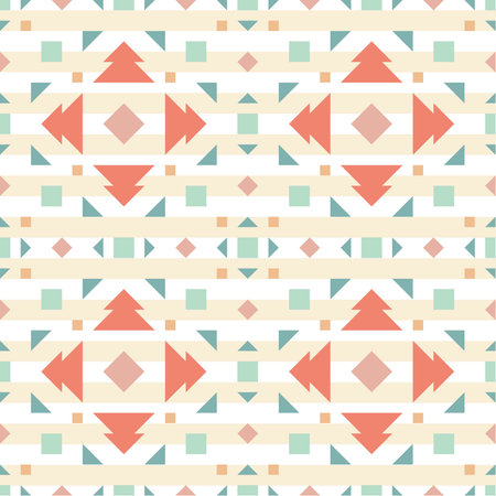 Geometric ornament of rhombuses and triangles in the native American style. Seamless pattern for...