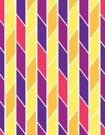 Chaotic seamless pattern of multicolored reticulate tetragons stripes. Stock illustration for web and print, wallpaper, background, scrapbooking, wrapping paper, textile.のイラスト素材