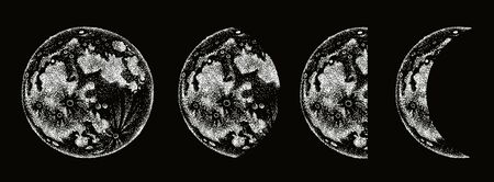 Moon phases isolated, hand drawn illustration.のイラスト素材