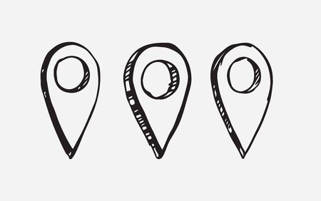 Map pointer vector hand drawn illustrationのイラスト素材