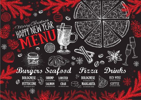 Christmas menu. Template design. Restaurant menu. Food flyer.のイラスト素材