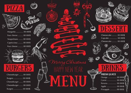 Christmas menu. Template design. Restaurant menu. Food flyer.のイラスト素材
