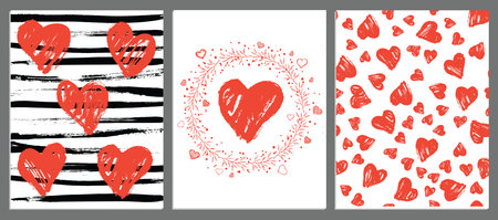 Grunge heart. Valentine's day hand drawn illustration.