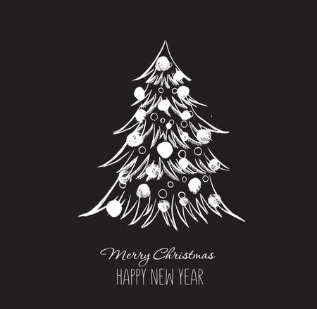 Christmas tree hand drawn illustrationのイラスト素材