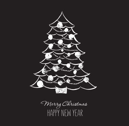 Christmas tree hand drawn illustrationのイラスト素材