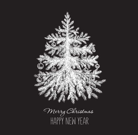 Christmas tree hand drawn illustrationのイラスト素材