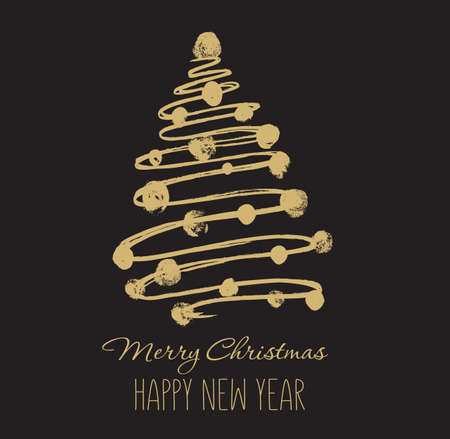 Christmas tree hand drawn illustrationのイラスト素材