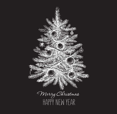 Christmas tree hand drawn illustrationのイラスト素材